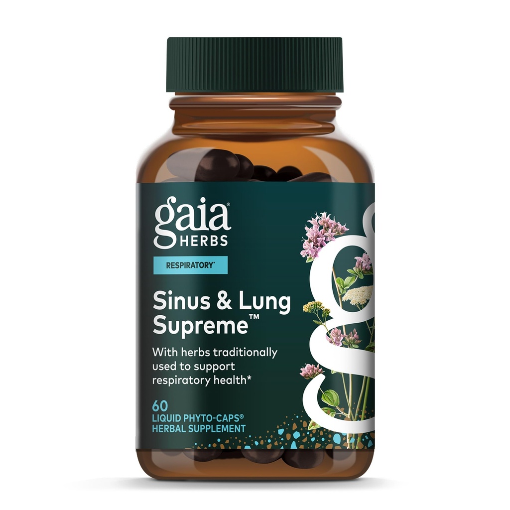 Gaia Herbs Sinus & Lung Supreme - Supplément de soutien pulmonaire pour la santé respiratoire - Sinus Support -Vegan, sans gluten et sans lait - Formule végétale - 60 capsules
