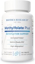 Recherche en biotique MÉTHYLFOLATE PlusTM Méthylfolate, Bioactive Folate + B12, soutient la santé cardiovasculaire, le développement foetal, la santé nerveuse, le soutien à la méthylation, les niveaux d'homocystéine. 120 comprimés