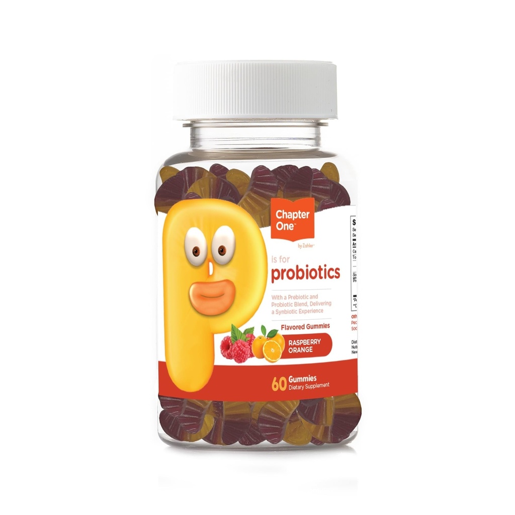 Zahler Chapter One Probiotic Gummies, with a Prebiotic and Probiotic Blend, Delivering a synbiotic Experience, Raspberry and Orange Flavored Gummies, 60 Count.