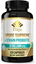 Spore Supreme Spore Based Probiotic 120 Capsule x 10 Billion / 4 Strain Formula - 4 Month Supply - No Refrigeration Needed, Acid Resistant Strains, Dairy Free