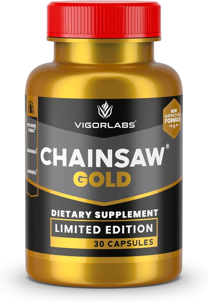 Vigor Labs Chainsaw Gold - Edition limitée, soutient la résistance et l'endurance, aide Climax plus fort (Fabriqué aux États-Unis)