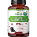 Zazzee USDA extrait de mûrier noir biologique 10:1, 5000 mg de force, 120 capsules végétaliennes, 2 mois d'approvisionnement, normalisé, concentré 10X extrait, 100% végétarien, tout naturel, non-OGM, fabriqué aux États-Unis