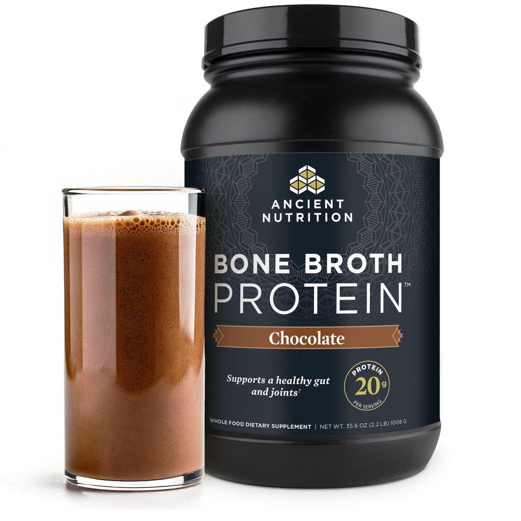 Ancient Nutrition Poudre de protéines de gazon, sans cage, sans os, 20g de protéines, peptides de collagène hydrolysés, Keto & Paleo, soutient joint, santé des Gut, chocolat, 40 portions