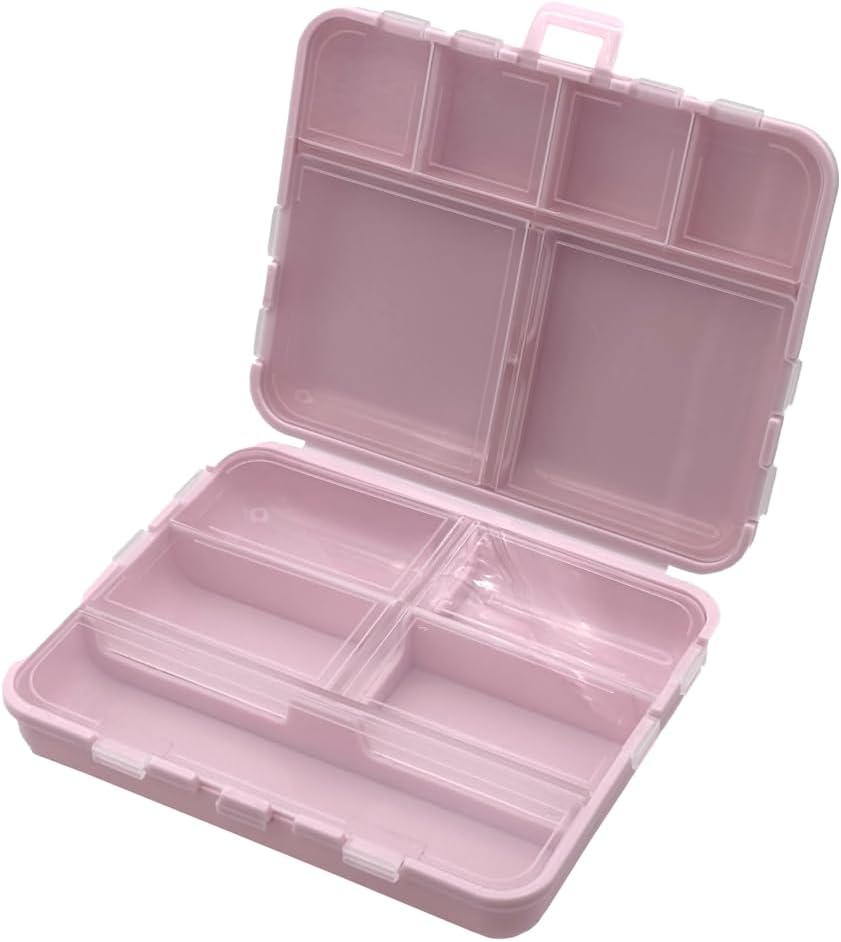Boite à pilule pliable, planificateur de médicaments, boîte d'organisateur de vitamines, pratique et facile à utiliser, 11 compartiments individuels avec différentes tailles, voyage amical, compact style pharmacie de poche, rose