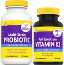 InnovixLabs Vitamine K2 & Probiotic Bundle Full Spectrum Vitamine K2 (90 Capsules Softgel) Probiotique multiforme (60 Capsules Time-Release). Soutient Bones, Immune et Gut sain. *