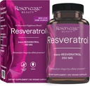 Réserve Beauté, Resvératrol 250 mg, Supplément antioxydant pour la santé cardiaque et cellulaire, soutient le vieillissement en santé et le système immunitaire, Paléo, Keto, 120 capsules
