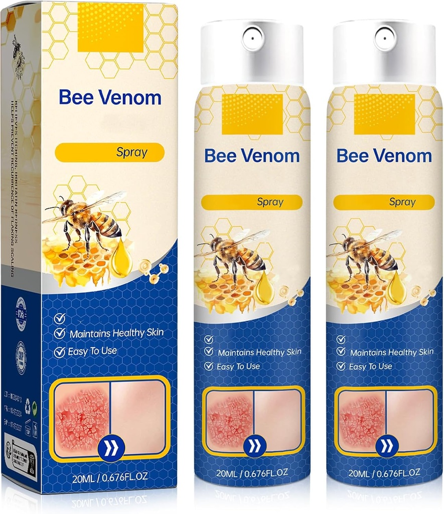 Vaporisateur de venin d'abeille - 100% de réparation naturelle de venin, Vaporisateur de peau de venin d'abeille pour tous les types de peau (2PCS)