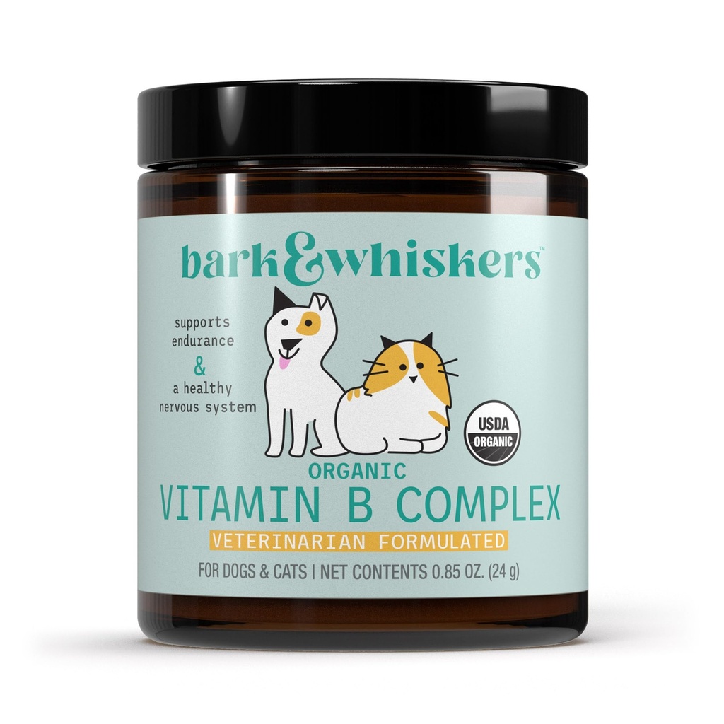 Bark & Whiskers Complexe biologique de vitamine B, 0,85 Oz. (24 g), 60 Scoops, soutient un système nerveux sain et l'endurance, vétérinaire formulé, non-OGM, certifié USDA Organic, Dr. Mercola