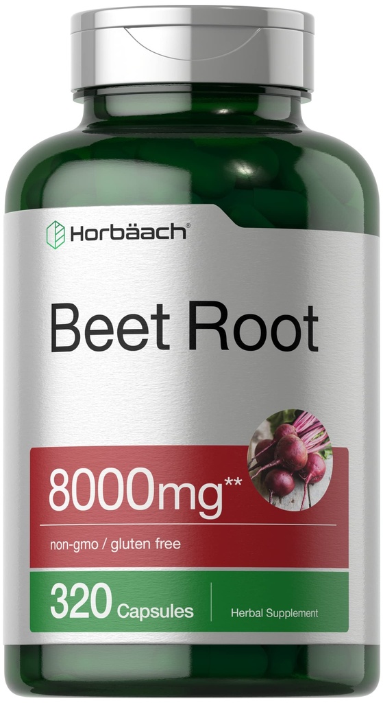 Horbäach Capsules de poudre à base de betteraves 8000mg. 320 pilules.