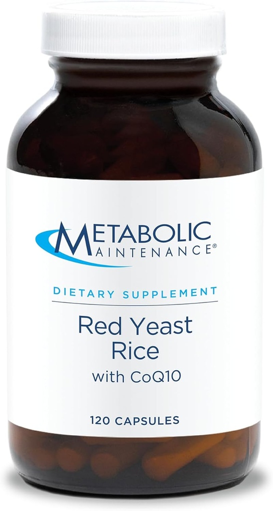 Maintenance métabolique Riz rouge de levure avec CoQ10 - Fournit la production d'énergie + soutien de la santé cardiovasculaire - Co Enzyme Q-10 + Supplément antioxydant de levure rouge de riz (120 capsules)