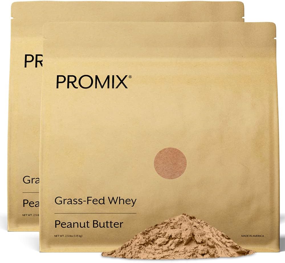 ProMix Nutrition Poudre de protéines de lactosérum, beurre d'arachide - herbacé et 100% naturel - Après entraînement Fitness & Nutrition Shakes, Smoothies, Cuisson & Recettes de cuisson - 5 livres (paquet de 2)