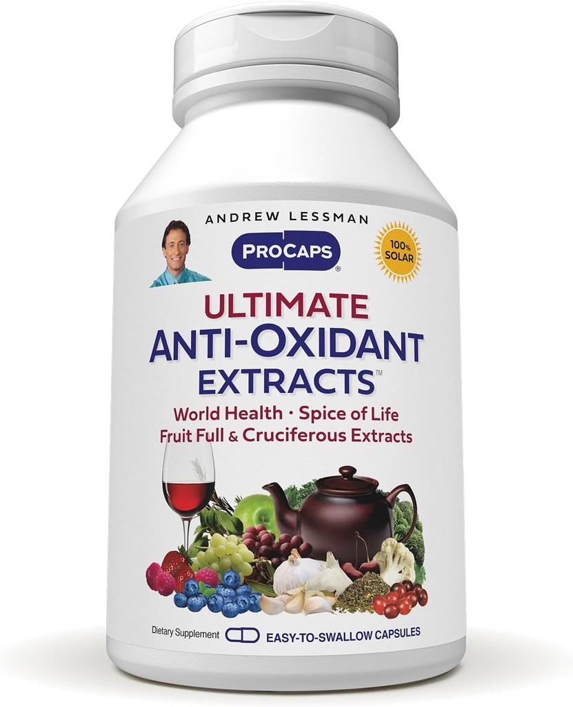 ANDREW LESSMAN Ultimate Anti-Oxidant Extracts 360 Capsules - Concentrated Blend of Standardized Extracts. Naturally Protective Polyphenols, Berry and Cruciferous Vegetable Extracts. No Additives