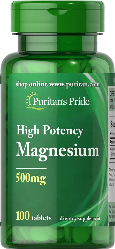 Puritan's Pride Magnesium, 500 mg, 100 Count