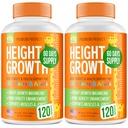 Pack of 2 Height Growth Maximizer - Fabriqué aux États-Unis - Natural Height Augment Booster & Teen Vitamines - Pills to Grow Taller at Any Age - Bone Growth Supplement for Adults & Kids - 120 capsules