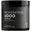 Ultra haute puissance Troisième partie testé Trans Resveratrol 1000mg - 98% Pure, hautement purifié et biodisponible - Resveratrol Polygonum Root Extract - 60 Capsules