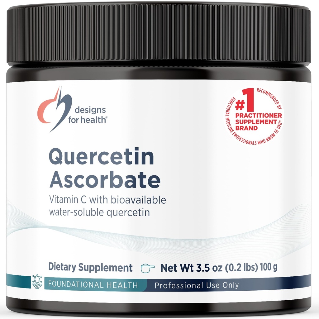 Conceptions pour la santé Quercetin-Ascorbate Poudre - Supplément QuerceSOLTM 240mg - Vitamine C pour aider à soutenir la réponse à l'histamine normale - Supplément à boisson facile, végétalien (77 portions / 100g)