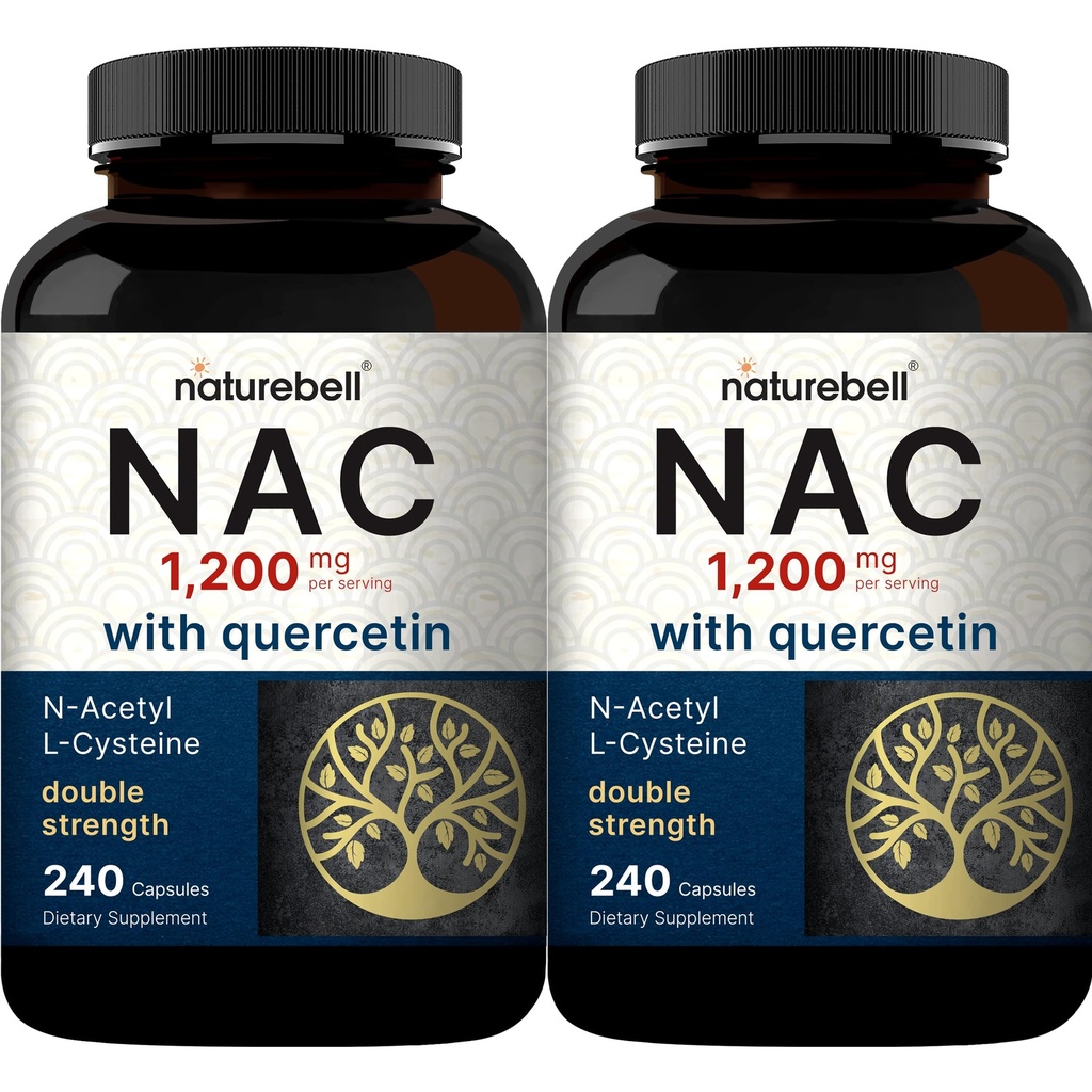2 Pack Supplément NAC (N-acétyl Cysteine) avec Quercetin, 1 200 mg par portion, 480 Capsules.