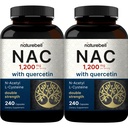 2 Pack Supplément NAC (N-acétyl Cysteine) avec Quercetin, 1 200 mg par portion, 480 Capsules.