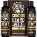 Revolution Viking Laver la barbe et conditionner pour les hommes avec huile d'argan et huile de jojoba - assouplir et renforcer soin de la barbe Shampooing et conditionner avec huile de barbe (10oz, sucre de tabac)