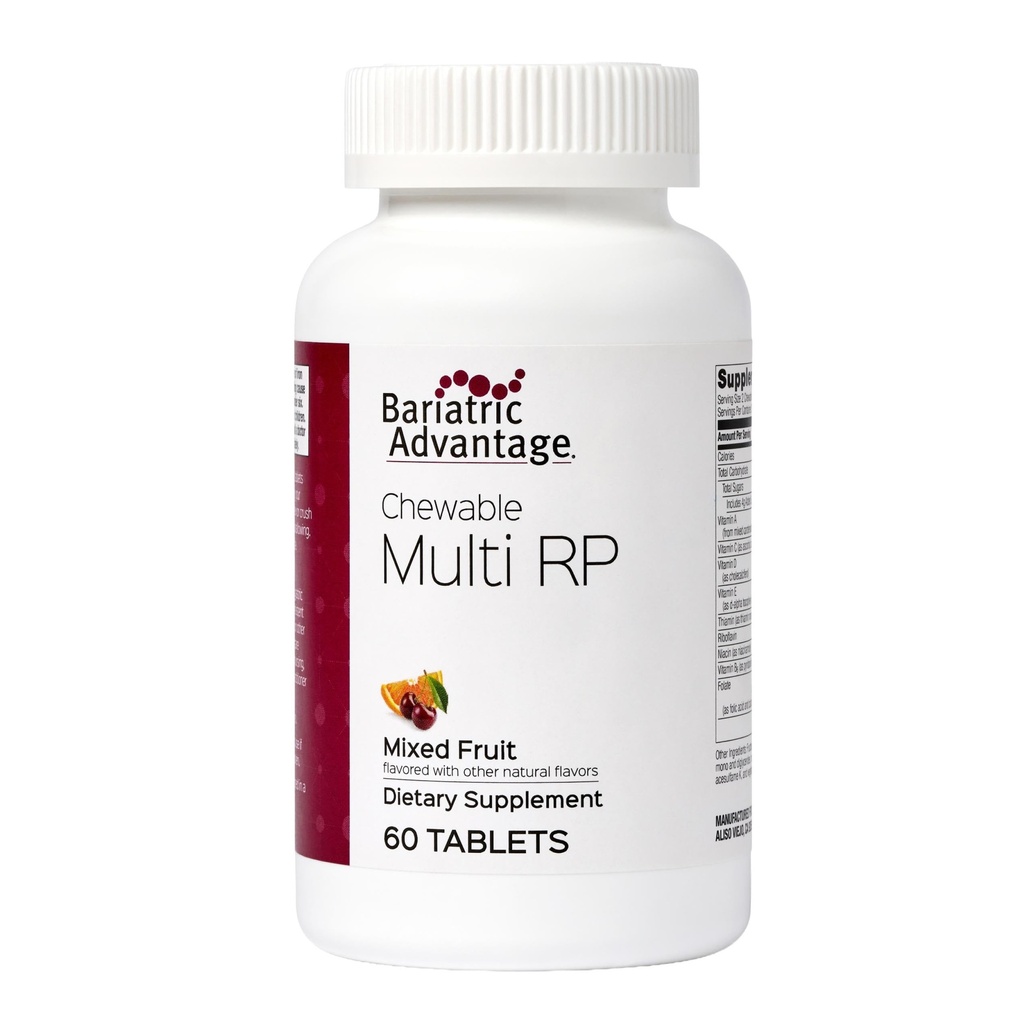 Bariatric Advantage Chewable Multi RP Multivitamin - for Bariatric Surgery Patients - with Iron, Copper, Vitamin C, A, Zinc & More - 100% DV of 18 Nutrients - Mixed Fruit - 60 Count