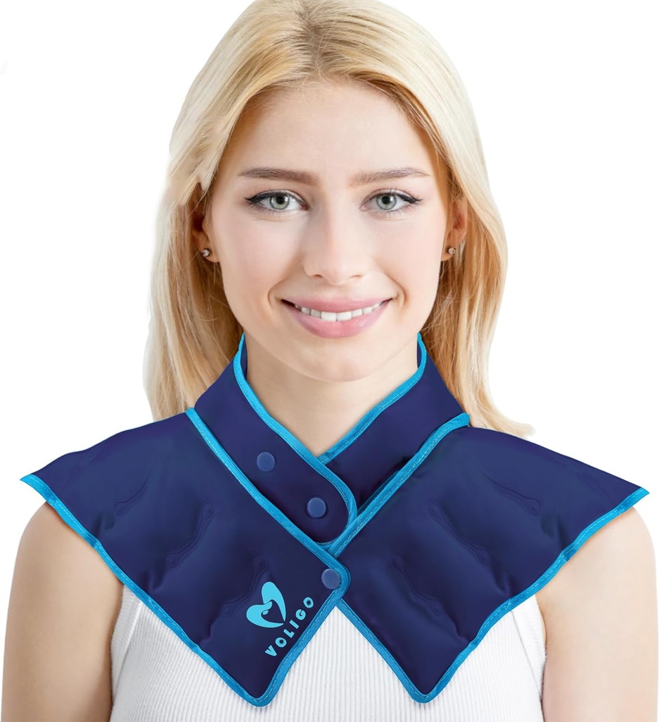 Neck Shoulder Heating Neck Wrap Microwave Heating Pad, Hot and Humid Back Pain Relief Hot Compress, Adjustable Microwave Neck Heater (NSF-Blue)