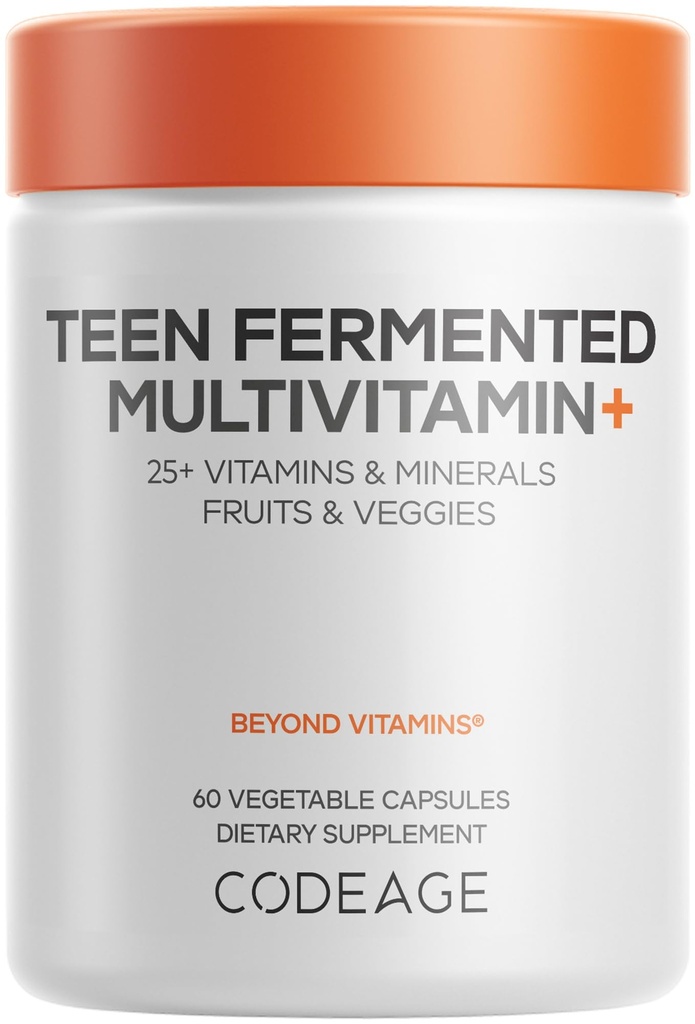 Supplément multivitamines pour adolescents – Vitamines et minéraux quotidiens pour adolescents garçons et filles – Formule alimentaire complète biologique avec oméga-3 et vitamines A à K - 60 capsules