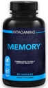 Supplément Cerveau Mémoire avec/Vitamines – Clarté mentale, Mémoire, Focus & Concentration. Nootropic testé cliniquement comprend Bacopa, Phosphatidylsérine, Rhodiola Rosea, Ashwagandha 90 Capsules