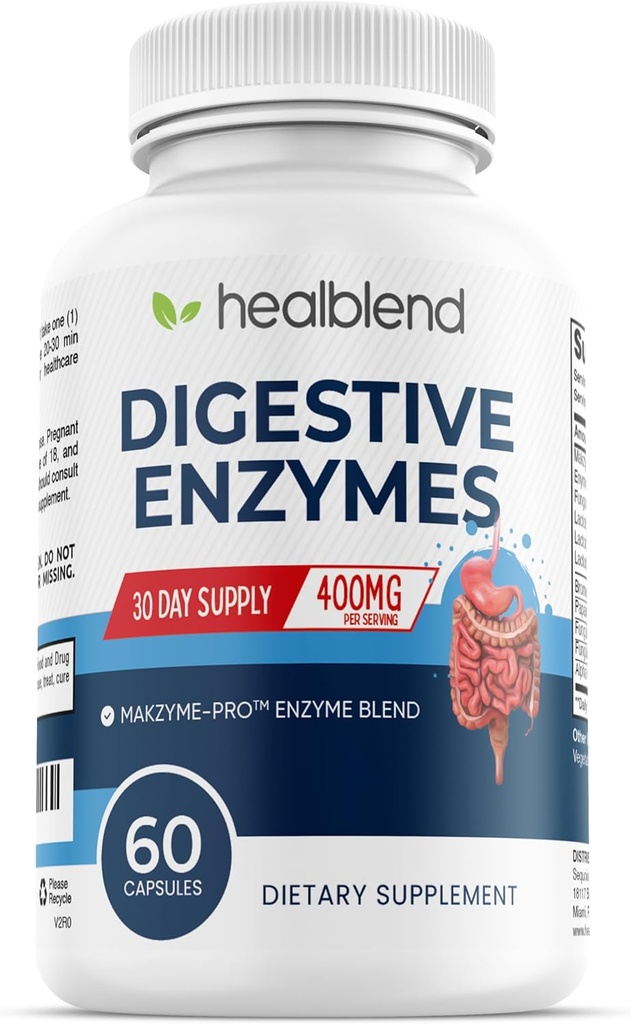 complement de mélange d'enzymes de santé digestive : Enzyme avancée avec probiotiques - 60 Capsules (1)