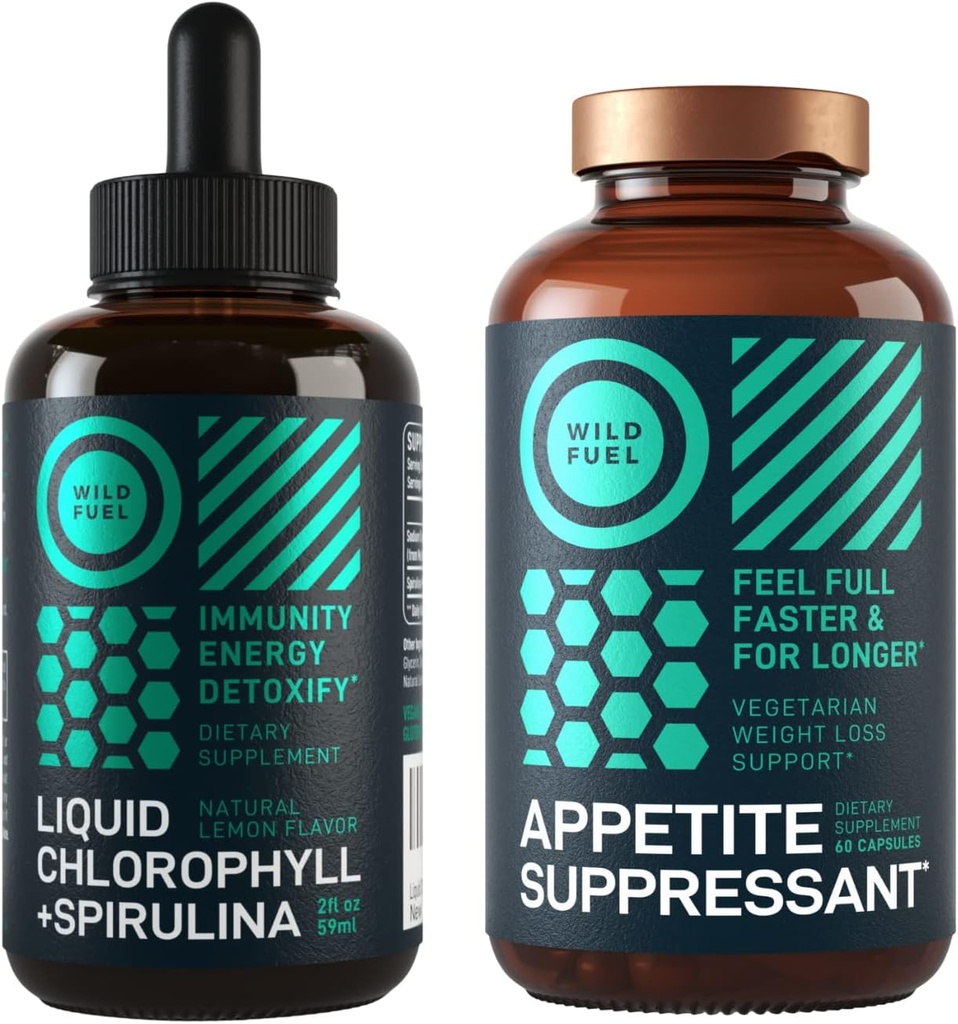 WILD FUEL Appetite Suppressant and ​Liquid Chlorophyll Drops Detox Bundle