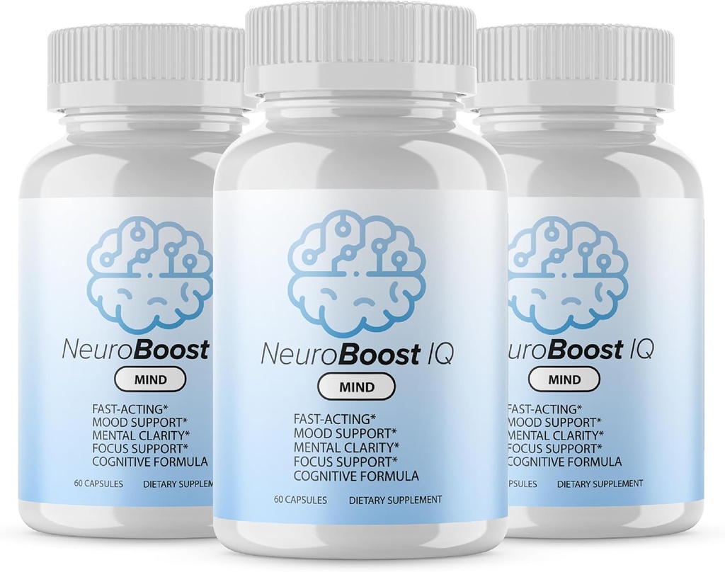 3 Pack - NeuroBoost IQ Supplément Cerveau - NeuroBoost IQ Mind Formule avancée avec huile de poisson, Ginkgo Biloba - Neuro Boost IQ Supplément Avis (180 Capsules)