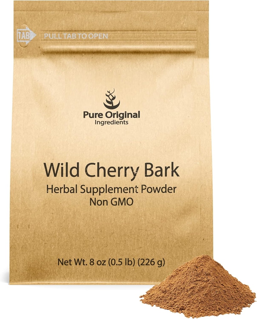 INGRÉDIENTS ORIGINAUX DE PURE Barque à cerises sauvages (8 oz) Non OGM, pas de remplissage ni d'additifs