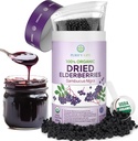 USDA Inlandberries séchées biologiques 1 lb en vrac (emballage Safest, sac refermable, sans BPA) naturel, non irradié, fraisier noir cru entier, soutien immunitaire, faire Sambucus Elderberry sirop, 1 livre