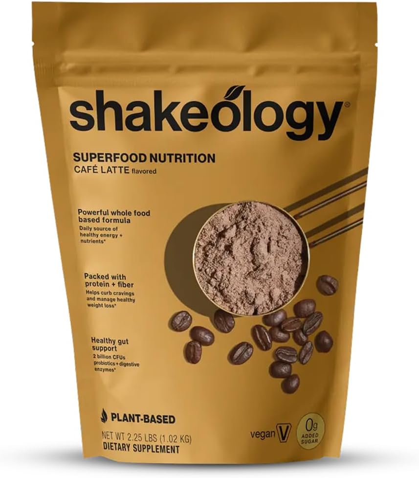 Shakeology 0g Added Sugar based Protein Powder Blend, Gluten-Free Shake avec des vitamines et des minéraux – Aide à soutenir la perte de poids saine, Lean Muscle, Gut Health – Café Latte, 30 portions