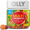 OLLY Multi + Probiotique adulte multivitamine Gummy, 1 milliard UFC, supplément de soutien digestif et immunitaire, twist tropical, 35 jours d'approvisionnement - 70 comtes