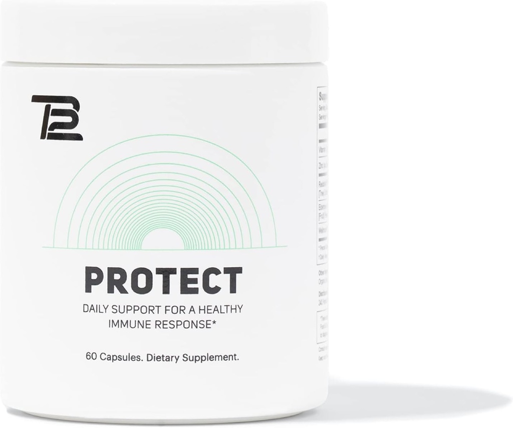 TB12 Protégez - Supplément de soutien immunitaire de 5 en 1 de qualité supérieure avec du zinc, de la vitamine C, du bêta-glucane, de l'extrait d'arbre de mélèze et de la baie d'eau pour fournir un soutien quotidien au système immunitaire et augmenter les niveaux d'énergie