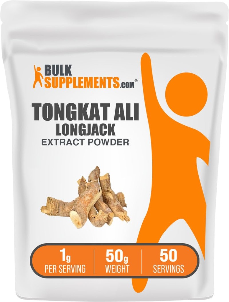 BulkSupplements.com Poudre d'extrait de longjack - Tongkat Ali Extract, Tongkat Ali pour hommes et femmes - Sans gluten, 1g par portion, 50g (1,8 oz) (paquet de 1)