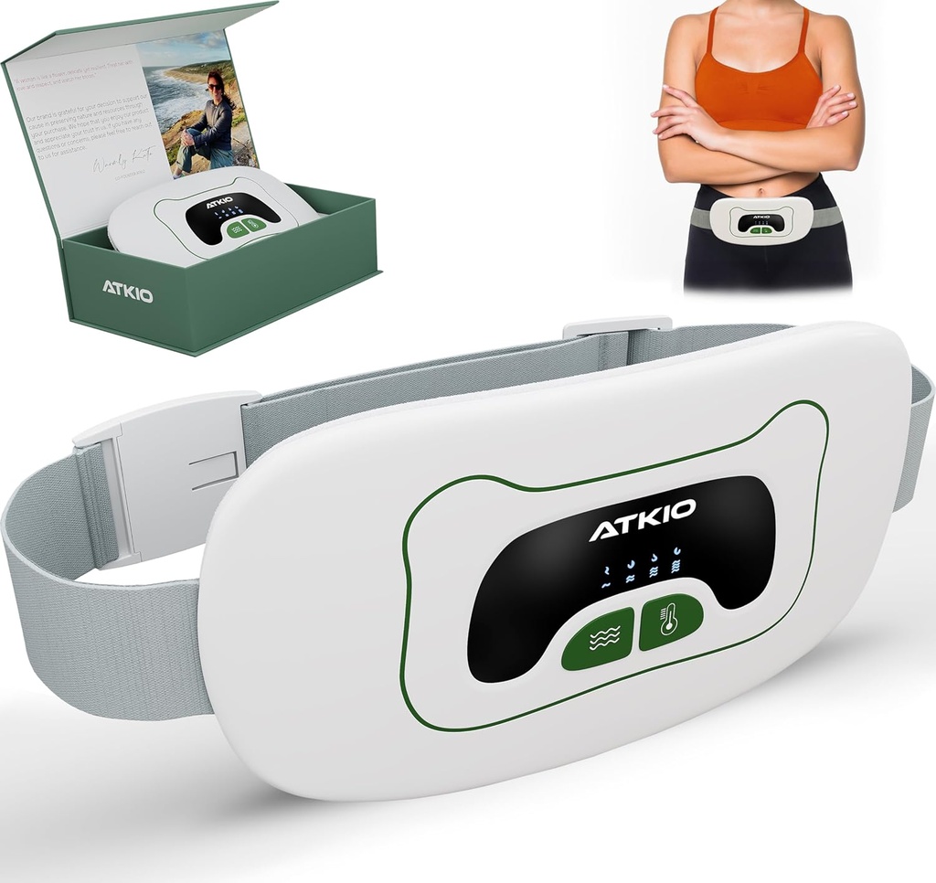 Portable Heating Pad for Period Cramps - Period Heating Pad for Cramps - Menstrual Belt Relief Heating Pads for Women - 6 Heat and Massage Modes - Back Pain Relief Electric Massager, FSA HSA Eligible