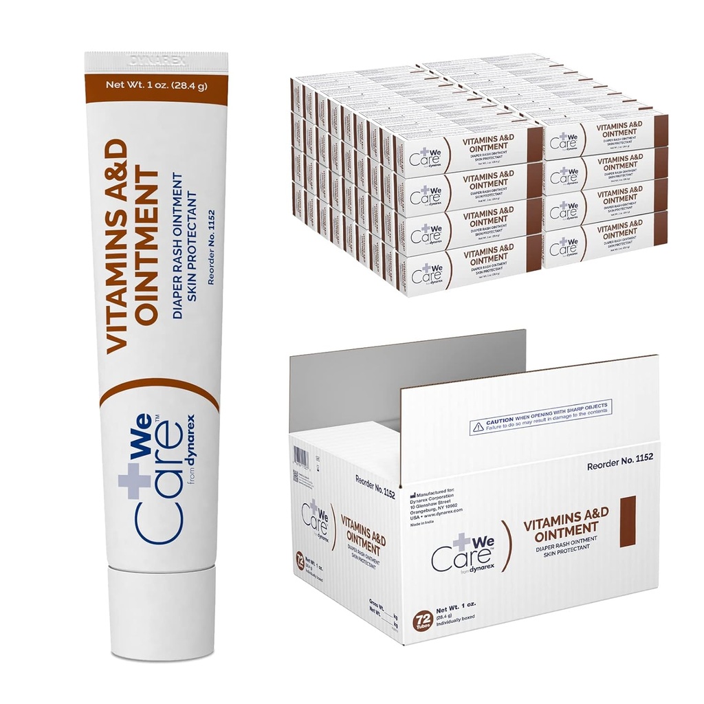 Dynarex 1152 Vitamines A & D Onguent, blanc, 1 oz. Tube, boîte de 72