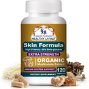 Cancer Sciences Skin Wellness Supplement, USDA Certified Organic Extract Mushrooms Supplement, Extra Strength 1,500 mg, High Potency 40% Beta-Glucans, Immune Support, Glowing Complexion, 120 Capsules