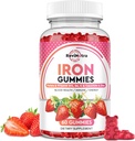 Gommies de fer - avec Calcium, Zinc, Folate et Vitamine B12, C,B6 pour les adultes et les enfants - Constructeur de sang et soutien énergétique pour la carence en fer, Anémie, Vegan - 60 Gommies
