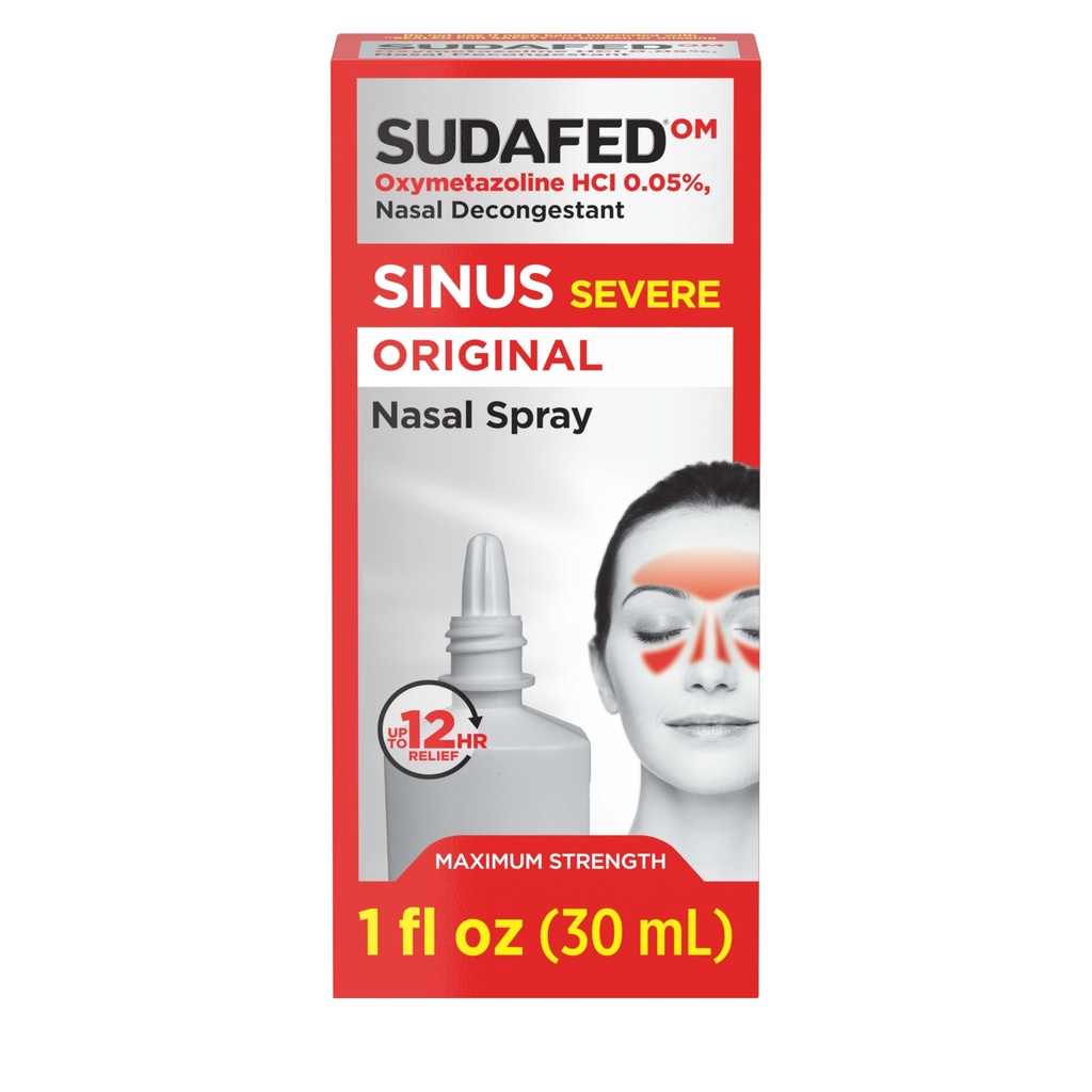 Spray nasal à base de sinus souillé, spray nasal de 12 heures pour un soulagement rapide et puissant de la congestion dû au froid ou aux allergies, Oxymétazoline HCl .05% Spray nez, 1 fl. oz