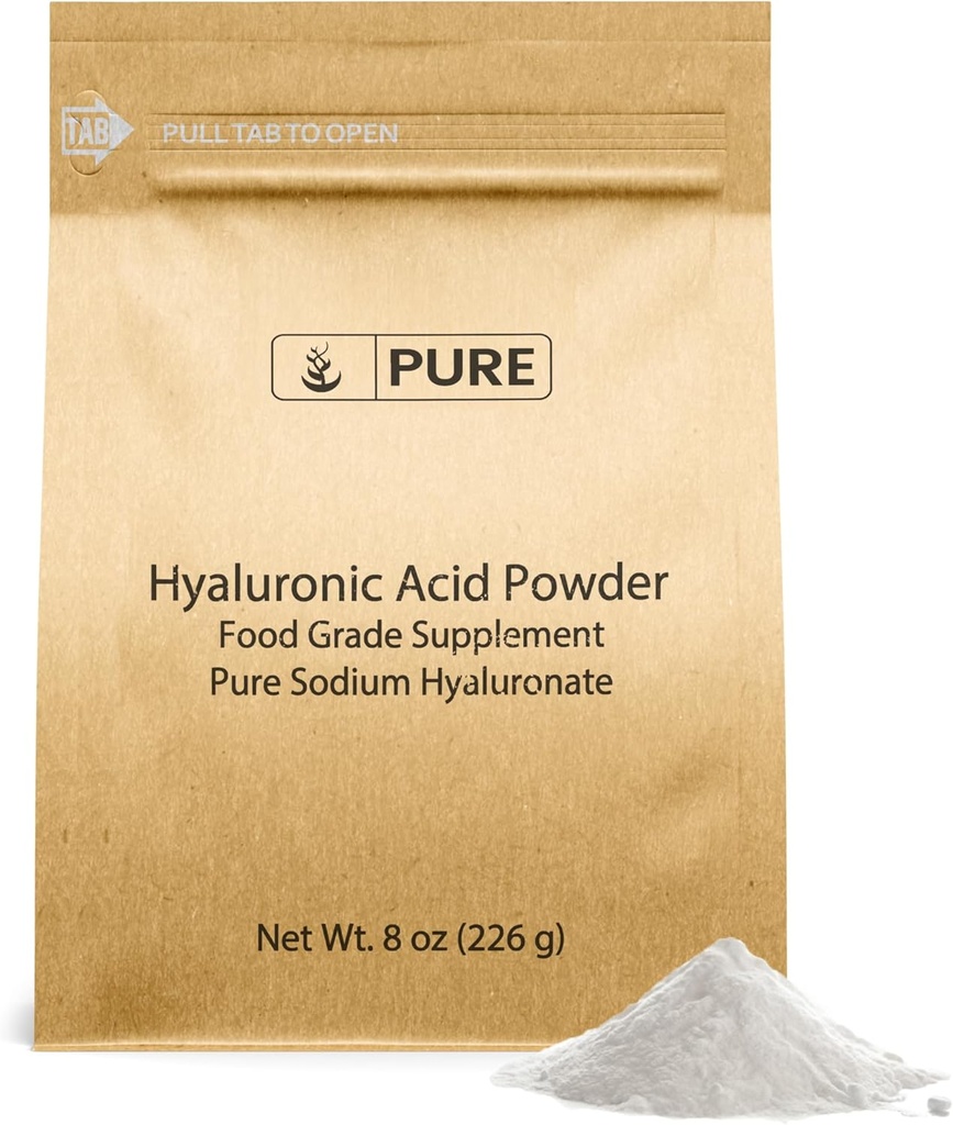 INGRÉDIENTS ORIGINAL DE PURE Acide hyaluronique (8 oz) soluble dans l'eau, poudre fine
