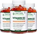 Zaytun Halal Vitamine D3 2000 UI Gommies, soutient la santé des os et immunitaire, favorise la fonction musculaire, sans gluten et sans gélatine, (3-pack) - Fabriqué aux États-Unis