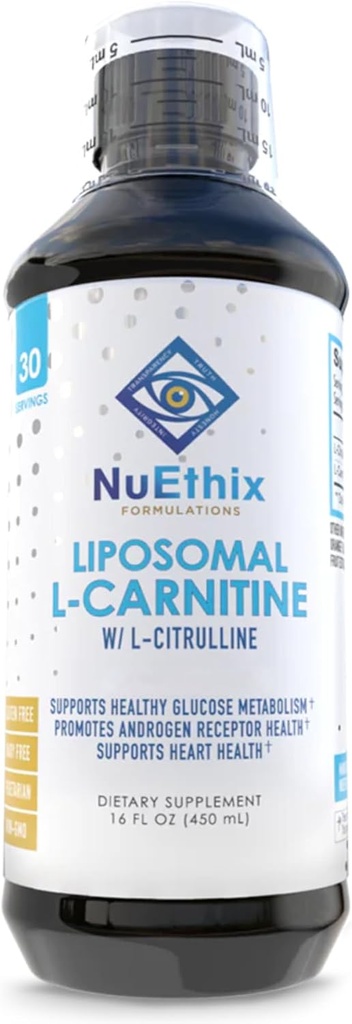 NuEthix Formules Lipsomal L-Carnitine Supplément 600mg avec L-Citrulline 1000mg pour la prise en charge du poids sain, le métabolisme des graisses, la production d'énergie et l'augmentation du flux sanguin, pour les hommes et les femmes