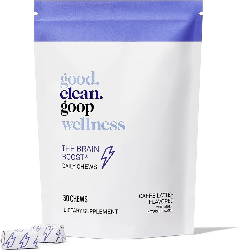 good.clean.goop wellness The Brain Boost Daily Chews (complément alimentaire pour l'énergie et le focus) L-theanine & caféine (Caffe Latte Flavored)