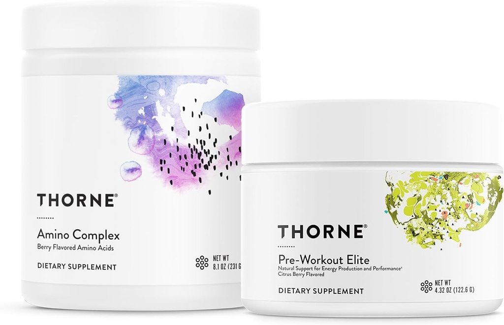 THORNE - Groupe de boost performance: Pré-entraînement et complexe amino - Énergie, Muscle, NSF certifié - 24 à 30 portions