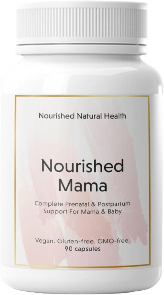Nourished Mama Prenatal Multi Vitamin - Vegan Multivitamin for Preconception, Pregnancy, Postpartum and Breastfeeding Support - Iron-Free with Methylated Folate & High Dose Choline - 90 Capsules