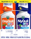 Vicks Kids DayQuil & NyQuil Cold & Cough Relief Liquid Co-pack, Exempte de colorants artificiels et de sucre, Multi-Symptômes Relief de Toux, Éternuement, Runny Nez, Mucus, et Congestion de poitrine, pour les 6+ ans, 2x6oz
