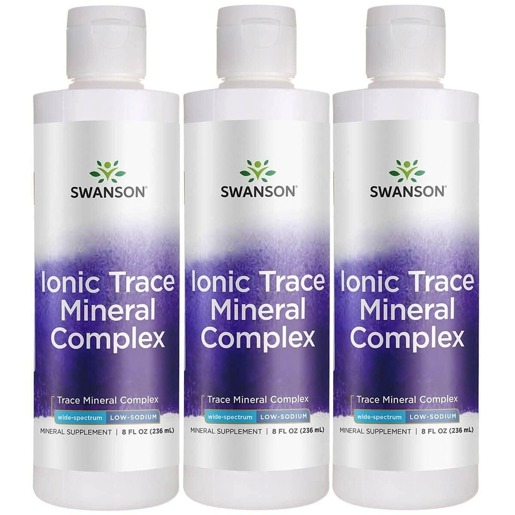 Swanson Concentrace Trace Mineral Drops 8oz-Complete Mineral Complex pour l'énergie, l'hydratation, et équilibre électrolytique plus de 72 minéraux ioniques à absorption élevée tels que le magnésium, le potassium, le calcium (3 pack)