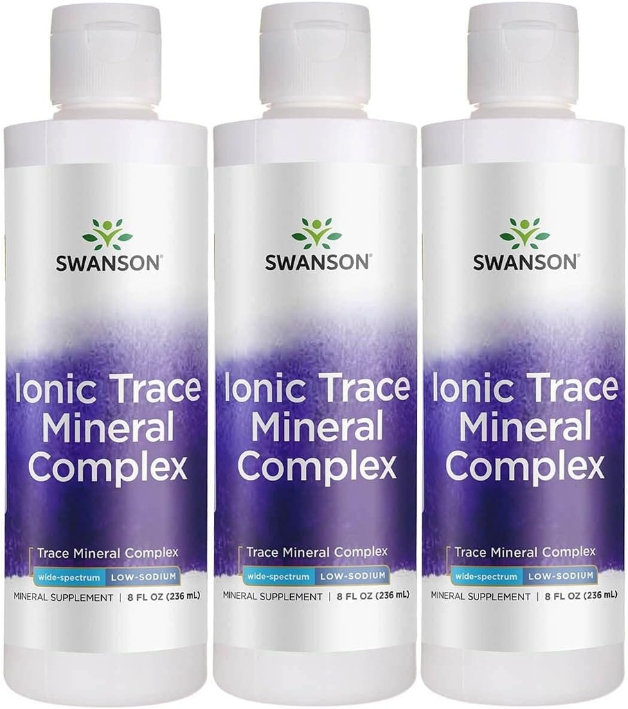 Swanson Concentrace Trace Mineral Drops 8oz-Complete Mineral Complex pour l'énergie, l'hydratation, et équilibre électrolytique plus de 72 minéraux ioniques à absorption élevée tels que le magnésium, le potassium, le calcium (3 pack)